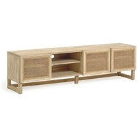 Rexit TV-Schrank 3 Türen aus massivem Mindiholz und Furnier mit Rattan 180 x 50 cm - Kave Home von KAVE HOME