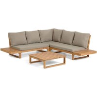 Set Flaviina 5-Sitzer Ecksofa und Tisch aus massivem Akazienholz fsc 100% - Kave Home von KAVE HOME