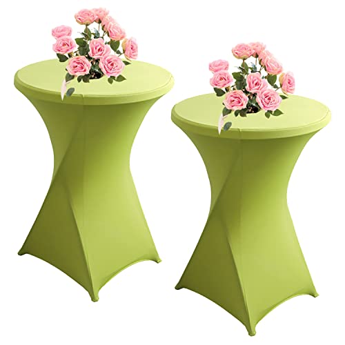 KAYBTNT 2er Set Stehtisch Hussen für Bistrotisch, Spandex Stretch Stehtischhussen, Tischhussen für Stehtische Ø 60-80cm, Elegante Tischdecke für Bankett Hochzeit Geburtstag Party,Green b,80x110cm von KAYBTNT