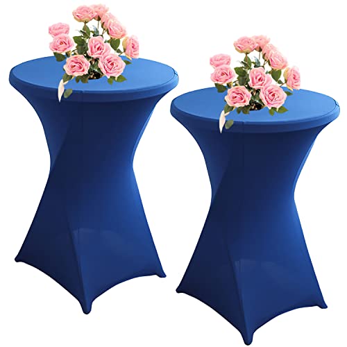 KAYBTNT 2er Set Stehtisch Hussen für Bistrotisch, Spandex Stretch Stehtischhussen, Tischhussen für Stehtische Ø 60-80cm, Elegante Tischdecke für Bankett Hochzeit Geburtstag Party,Royal Blue,80x110cm von KAYBTNT