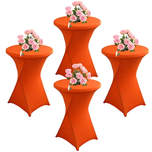 KAYBTNT 4er Set Stehtisch Hussen, Spandex Stretch Stehtischhussen für Bistrotisch, Tischhussen für Stehtische Ø 60-80cm, Elegante Tischdecke für Bankett Hochzeit Geburtstag Party,Orange,60x110cm von KAYBTNT