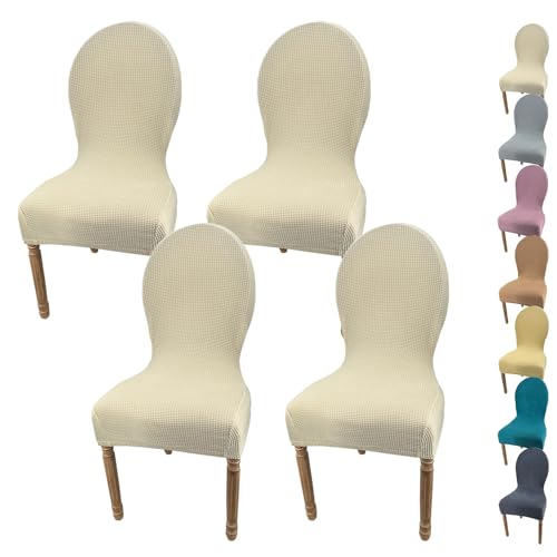 KCCRHIN Stretch Stuhlbezug Für Esszimmer Stuhlhusse Mit Runder Rückenlehne Stuhlbezug Hochzeit Stuhlhussen Für Esszimmerstühle Einfarbiger Stretch Dining Room Chair Cover,A 4pcs von KCCRHIN