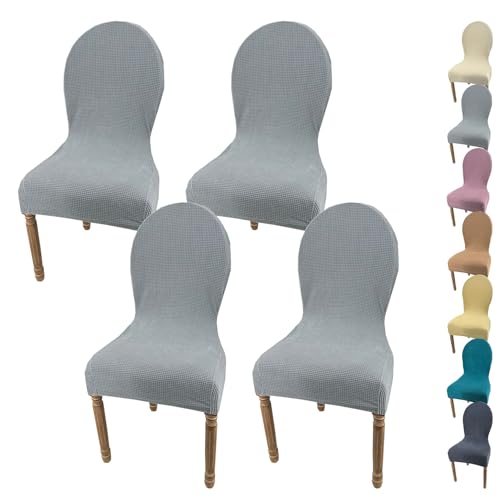 KCCRHIN Stretch Stuhlbezug Für Esszimmer Stuhlhusse Mit Runder Rückenlehne Stuhlbezug Hochzeit Stuhlhussen Für Esszimmerstühle Einfarbiger Stretch Dining Room Chair Cover,B 4pcs von KCCRHIN