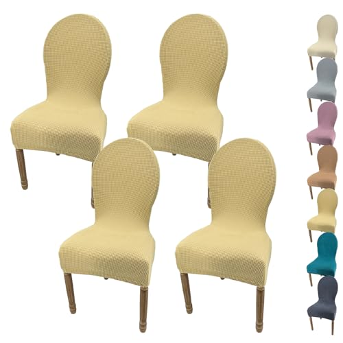 KCCRHIN Stretch Stuhlbezug Für Esszimmer Stuhlhusse Mit Runder Rückenlehne Stuhlbezug Hochzeit Stuhlhussen Für Esszimmerstühle Einfarbiger Stretch Dining Room Chair Cover,E 4pcs von KCCRHIN