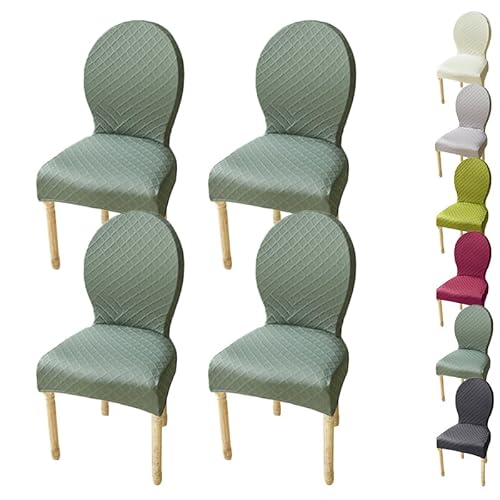 KCCRHIN Stretch Stuhlbezug Für Esszimmer Stuhlhussen Für Esszimmerstühle Einfarbiger Jacquard Esszimmerstühle Bezug Stuhlhusse Mit Runder Rückenlehne Dining Room Chair Cover,E 4pcs von KCCRHIN