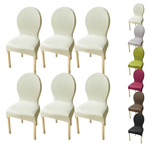 KCCRHIN Stuhlhussen Für Esszimmerstühle Stretch Stuhlbezug Für Küche Jacquard Esszimmerstühle Bezug Stuhlhusse Stuhlabdeckung Mit Runder Rückenlehne Dining Room Chair Cover,A 6pcs von KCCRHIN