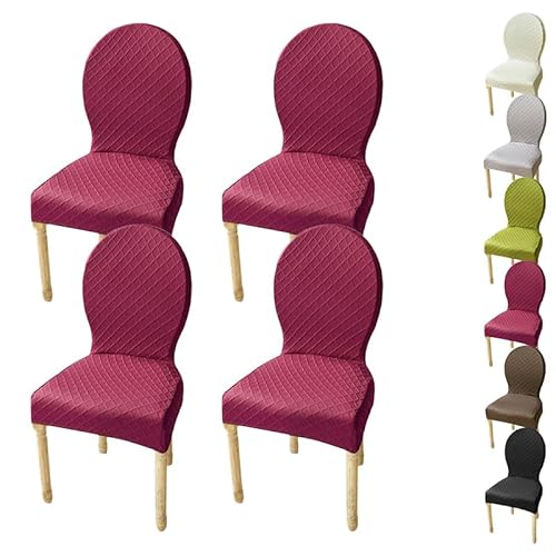 KCCRHIN Stuhlhussen Für Esszimmerstühle Stretch Stuhlbezug Für Küche Jacquard Esszimmerstühle Bezug Stuhlhusse Stuhlabdeckung Mit Runder Rückenlehne Dining Room Chair Cover,D 4pcs von KCCRHIN