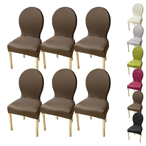 KCCRHIN Stuhlhussen Für Esszimmerstühle Stretch Stuhlbezug Für Küche Jacquard Esszimmerstühle Bezug Stuhlhusse Stuhlabdeckung Mit Runder Rückenlehne Dining Room Chair Cover,E 6pcs von KCCRHIN