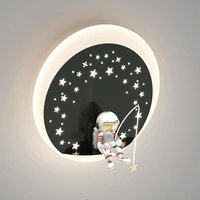 Astronauten-Wandleuchte für Kinderzimmer, schwarze Metall-Wandleuchte mit weißem Acrylschirm, moderne 12-W-LED-Wandleuchten, Nachttisch-Wandleuchten Astronauten-Wandleuchte für Kinderzimmer, schwarze Metall-Wandleuchte mit weißem Acrylschirm, moderne 12-W-LED-Wandleuchten, Nachttisch-Wandleuchten von KCVV