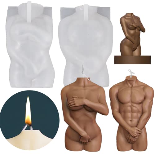 2 Stück 3D-Körperform Silikonform, KDO nackte Frauen Männer Körperform Kerzenform, Körperkunst weibliche männliche Formen für DIY von KDO