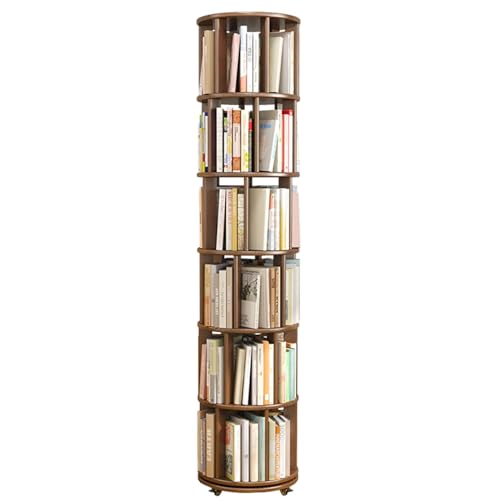 360° drehbare stapelbare Regale, schmales Bücherregal, 360-Grad-Anzeige, drehbares Bücherregal, Bücherregal-Organizer für Schlafzimmer, Wohnzimmer, Arbeitszimmer (Farbe: Braun, Grö von KDOQ