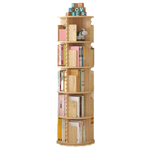 Bücherregal, 5 Etagen, um 360° drehbar, stapelbare Regale, Bücherregal-Organizer, kleines Bücherregal für kleinen Raum, bodenstehendes Bücherregal (Farbe: B, Größe: 50,5 x 159 cm) von KDOQ