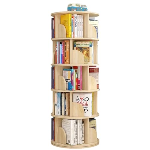 Bücherregal, um 360° drehbares Studenten-Bücherregal, geeignet für kleine Räume, Eck-Bücherregal, einfaches Zeitschriftendisplay, Aufbewahrungsregal für Home-Office-Dekor (Farbe: E von KDOQ