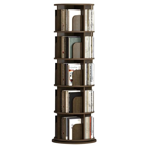 Drehbares Bücherregal mit 360-Grad-Anzeige, drehbares Bücherregal für Schlafzimmer, Wohnzimmer, Solider Bücherregal-Organizer für kleine Räume, drehbarer Bücherregal-Turm (Farbe: 5 von KDOQ