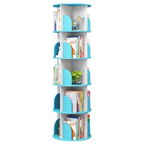 Drehbares Bücherregal mit 5 Etagen, 360° drehbares Bücherregal, Eck-Bücherregal aus PVC-Platte, stapelbarer Bücherregal-Organizer, Vitrine für Büro, Zuhause, Wohnzimmer (Farbe: WB, von KDOQ