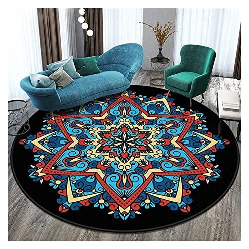 Großer runder Retro-Teppich, weich, waschbar, rund, für Wohnzimmer und Schlafzimmer, Durchmesser 150 cm/160 cm/180 cm/200 cm (Farbe: F, Größe: Ø150cm) von KDOQ