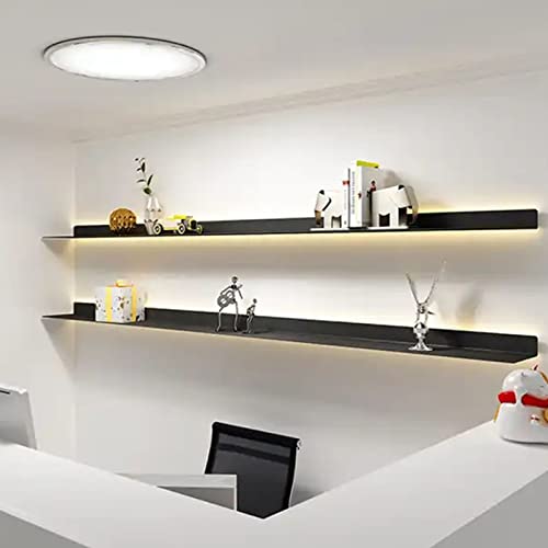 Schwebende Wandregale, doppelseitiges Wandregal aus Aluminium mit warmem LED-Licht für Pflanzenregale oder Bücherregale (Farbe: Gold, Größe: 150 cm) von KDOQ
