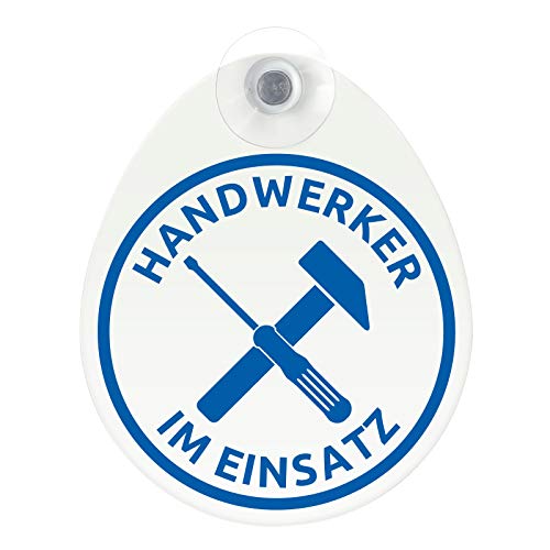 Schild Autoschild Handwerker im Einsatz mit Saugnapf 1,1 mm 100 x 120 mm von KDS