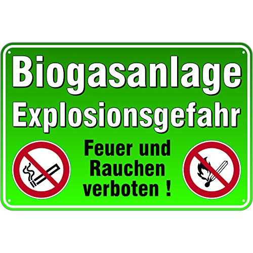 Schild Biogasanlage - kein Feuer Rauchen verboten 300 x 450 mm aus Aluminium-Verbundmaterial 3mm stark von KDS