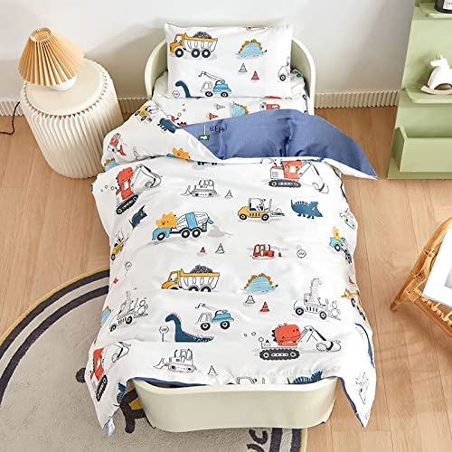 Kinderbettwäsche 100 x 135 Jungen Mädchen 100% Baumwolle Reißverschluss Dinosaurier bunt Babybettwäsche Dino Kinder Bettwäsche Set von KEAYOO