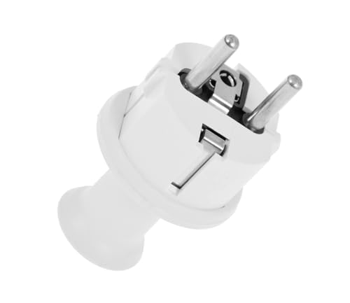 KEL Uni-Schuko Stecker 6A / 250 V max - IP44 Stromstecker für den Außeneinsatz, Schukostecker mit Gummideckel Weiß von KEL