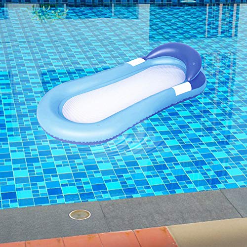 Aufblasbare Pool-Wasserhängematte, Aufblasbare Pool-Schwimmliege mit Kopfstütze, Aufblasbares Schwimmbecken mit Netz, Schwimmende Pool-Stühle, Bett, Schwimmbad, Whirlpool, (Blau) von KENANLAN