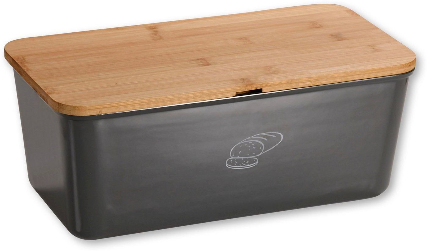 KESPER for kitchen & home Brotkasten Brotbox mit Bambusdeckel, Bambus, Kunststoff, (2-tlg), mit abnehmbaren Deckel mit Schneidefläche von KESPER for kitchen & home