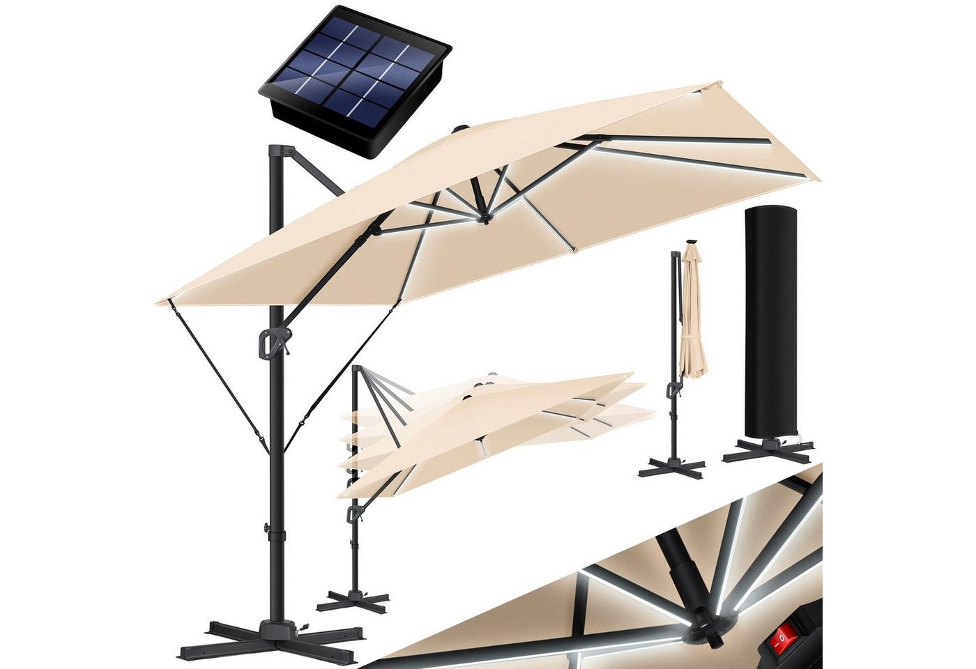 KESSER Ampelschirm, Sonnenschirm Ampelschirm SUN XL 300 300 cm Inkl. Abdeckung von KESSER