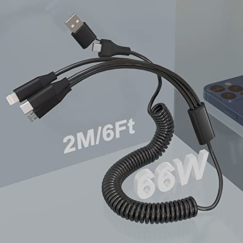 Multi USB C Kabel 5 in 1, 6FT/2M Multi USB Kabel, Einziehbares Kabel USB A/USB C auf Micro USB + Lightning +Typ C Ladekabel, Universal Ladekabel für Android/iPhone/Apple/iOS/Samsung/Huawei/XiaoMi von KETAKY Plus