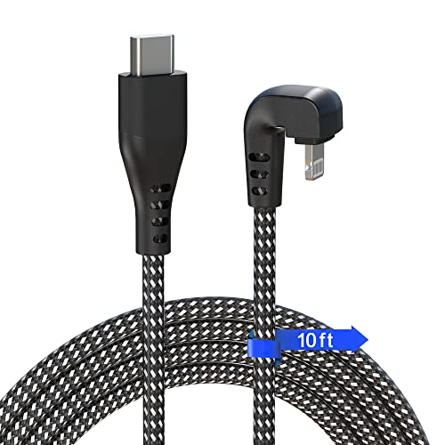 USB C auf Lightning Kabel 3M, 180 Grad iPhone Ladekabel [MFi-zertifiziert] Nylongeflochtenes langes schnelles PD-Laden iPhone-Ladegerät kompatibel mit iPhone 14/14 Pro/13/13 Pro Max/13 Mini/12 von KETAKY Plus