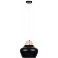 158 Negro Dome Pendel-Deckenleuchte Holz natur, schwarz, 29cm, 1x E27 - Keter Lighting von KETER LIGHTING