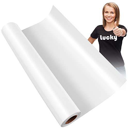 KEWUZY Plotterfolie Textil Weiß, 30.5cm × 5m Heat Transfer Vinyl Flexfolie Rollen, Transferfolie Plotter Flexfolie für Eisen Heiße Presse, T-Shirts & Mehr Stoffen, DIY Muster von KEWUZY