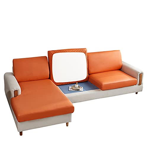 KFDZSW Sofa Sitzkissenbezüge,wasserdichte Leder Sofakissenbezüge,Stretch Sitzkissenschutz, Couch Stretch Rückenlehnen Kissenbezug (Orange,X-Large 3-Sitzer) von KFDZSW