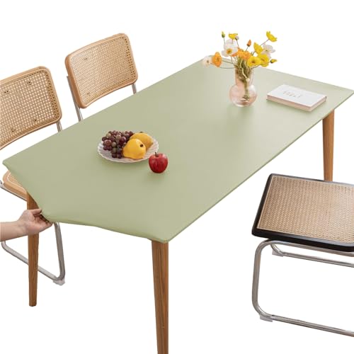 Tischdecke Abwischbare Tischdecke, Wasserdicht Elastische PVC Fitted Vinyl Tischabdeckung Schutz Rechteckig, Für Küche Indoor Outdoor Picknick Camping (Grün,80X120CM) von KFDZSW