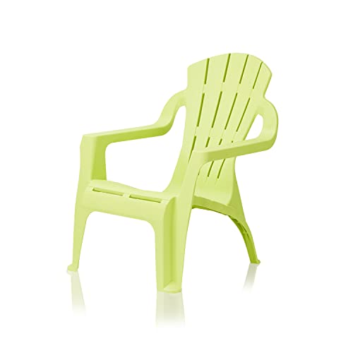 KHG Kinderstuhl mit Armlehne in Grün Limette, Gartenstuhl, Sessel für Kinder mit 27 cm Sitzhöhe | aus Kunststoff stapelbar, kippsicher, wetterbeständig | für Innen- und Außenbereich von KHG