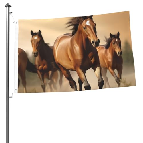 Flagge, 2 x 91 cm, Dekoration für den Außenbereich, mit 2 Ösen, Pferde, Außendekorationen, Flagge, 200D, strapazierfähiges Polyester, Banner für Hofdekoration, große Flaggen von KHiry