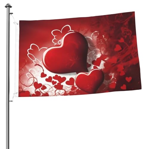 Flagge, 60 x 91 cm, Dekoration, Outdoor-Flagge mit 2 Ösen, Valentinstag, Außendekoration, Flagge, 200D, strapazierfähiges Polyester, Banner für Hofdekoration, große Flaggen von KHiry