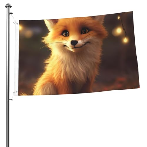 Flagge, 60 x 91 cm, Dekoration, Outdoor-Flagge mit 2 Ösen, niedlicher Fuchs, Außendekoration, Flagge, 200D, strapazierfähiges Polyester, Banner für Hofdekoration, große Flaggen von KHiry