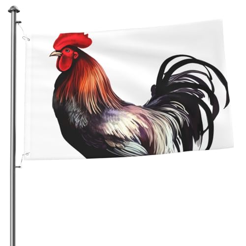 Flagge, 60 x 91 cm, Dekoration für den Außenbereich, mit 2 Ösen, Hahn-Außendekorationen, Flagge, 200D, strapazierfähiges Polyester, Banner für Hofdekoration, große Flaggen von KHiry