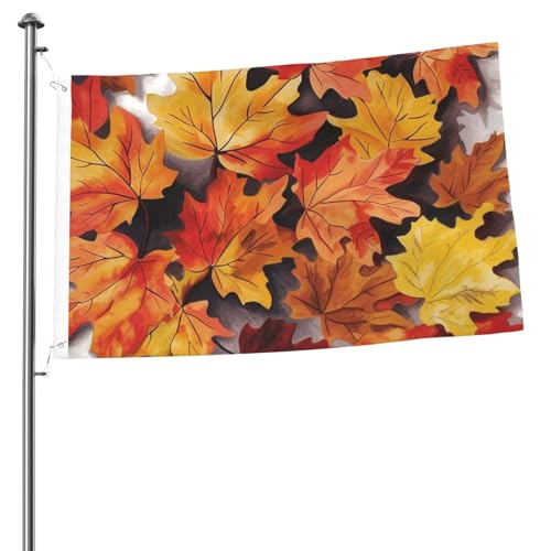 Flagge, 60 x 91 cm, Dekoration für den Außenbereich, mit 2 Ösen, Herbstblätter, Außendekoration, Flagge, 200D, strapazierfähiges Polyester, Banner für Hofdekoration, große Flaggen von KHiry