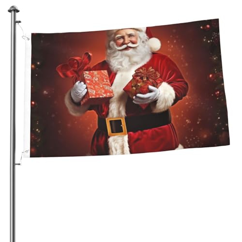 Flagge, 60 x 91 cm, Dekoration für den Außenbereich, mit 2 Ösen, Weihnachtsdekoration, schöne Weihnachtsmann-Außendekoration, Flagge, 200D, strapazierfähiges Polyester, Banner für Hofdekoration, große von KHiry