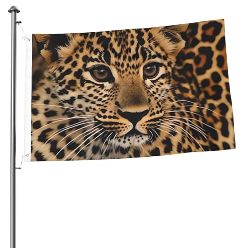 Flagge, 60 x 91 cm, Dekoration für den Außenbereich, mit 2 Ösen, niedlicher Leopardenmuster, Außendekoration, Flagge, 200D, strapazierfähiges Polyester, Banner für Hofdekoration, große Flaggen von KHiry