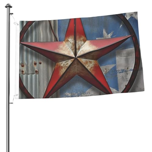 Flagge 2 x 91 cm Banner Dekoration Outdoor Flagge mit 2 Ösen Amerikanischer Wastern Texas Stern Außendekorationen Flagge 200D Heavy Duty Polyester Banner für Hofdekoration Große Flaggen von KHiry