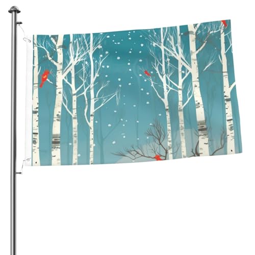 Frohe Weihnachten Birkenbaum-Flaggen, 90 x 152 cm, doppelseitige Flagge mit Messing, Willkommensflaggen für Jahrestag, Hochzeit, saisonale Feiertage, Außendekor-Flaggen von KHiry