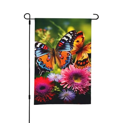 Gartenflaggen, vertikales doppelseitiges Banner, Wintergartenflagge, Schmetterling und Blumenflagge, für draußen, dekorative Outdoor-Flagge für alle Jahreszeiten, 45,7 x 30,5 cm, dekorative Flagge für von KHiry