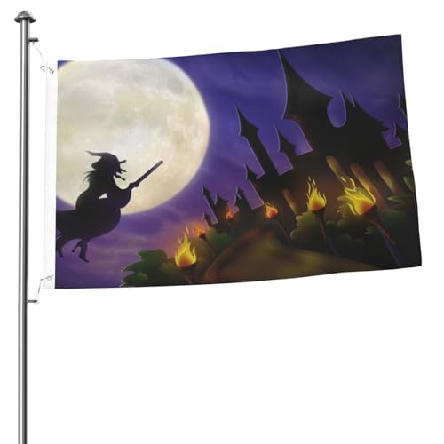Hexen-Party-Halloween-Flaggen, 90 x 152 cm, doppelseitige Flagge mit Messing, Willkommensflaggen für Jahrestag, Hochzeit, saisonale Feiertage, Außendekor-Flaggen von KHiry