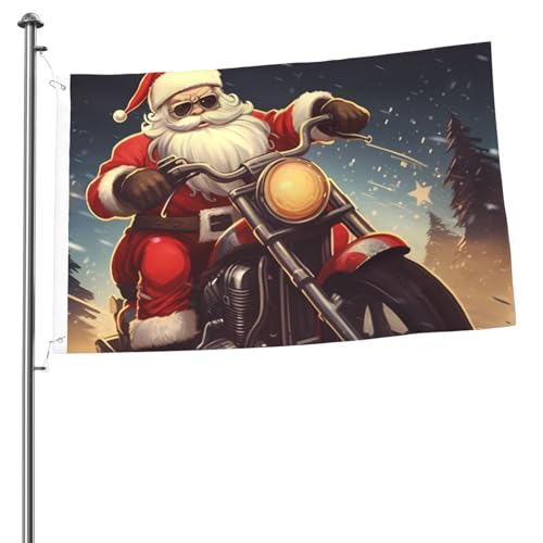 Weihnachtsmann-Flagge, Biker-Flagge, 90 x 152 cm, doppelseitige Flagge mit Messing, Willkommensflaggen für Jahrestag, Hochzeit, saisonale Feiertage, Außendekoration von KHiry