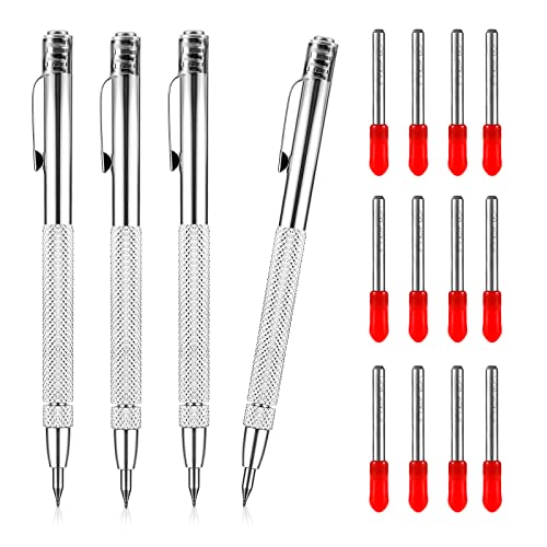 KINBOM 2 Stück Wolframcarbid Stift, Anreißnadel Hartmetall mit Magnet Anreißwerkzeug mit Zusätzlichen 12 Ersatz-Red-Hat-Markierspitzen für Glas/Metallblech von KINBOM