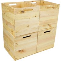 4 Stück Weinkiste Natur passend für Ikea Kallax und Expeditregale Holzkiste Regalkiste Obstkiste - Natur von KISTENKOLLI ALTES LAND