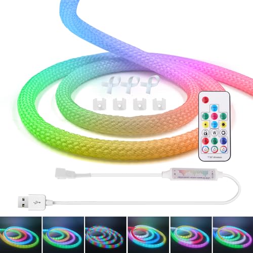 KISUFU Rund Neon LED Streifen WS2812B Individuell Adressierbare,4M 5V Farbwechsel-Pixel-Lichter,360° RGB IP67 Schlauch Diffus Lichtband Addressable für für Hochzeiten,Weihnachten,Innen-Dekoration KISUFU Rund Neon LED Streifen WS2812B Individuell Adressierbare,4M 5V Farbwechsel-Pixel-Lichter,360° RGB IP67 Schlauch Diffus Lichtband Addressable für für Hochzeiten,Weihnachten,Innen-Dekoration von KISUFU
